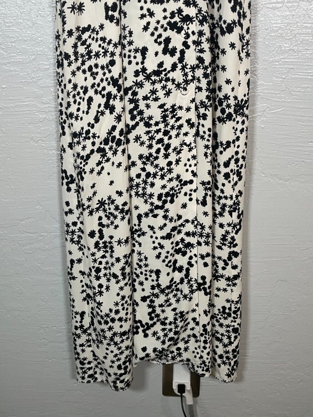 Whistles Women 4 White Black Floral Print Maxi Dress Button Front Ruffle Summer - Picture 2 of 9